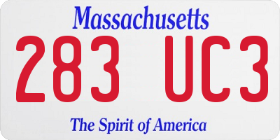 MA license plate 283UC3