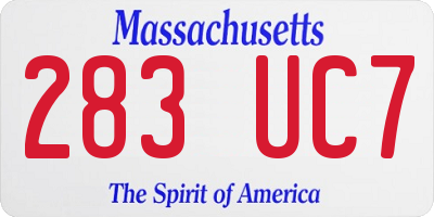 MA license plate 283UC7