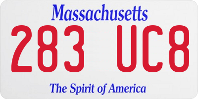 MA license plate 283UC8