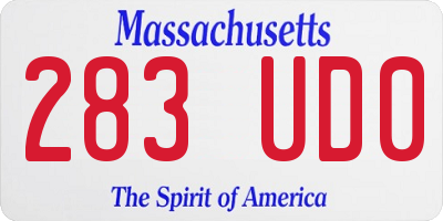 MA license plate 283UD0