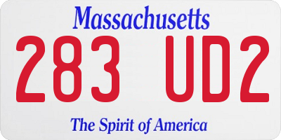 MA license plate 283UD2