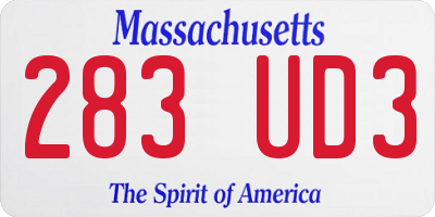 MA license plate 283UD3