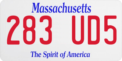 MA license plate 283UD5