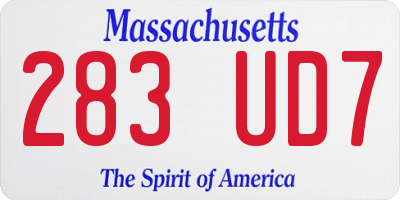 MA license plate 283UD7