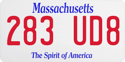 MA license plate 283UD8