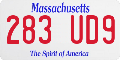 MA license plate 283UD9
