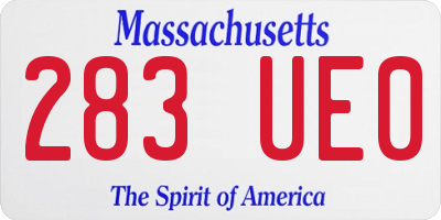 MA license plate 283UE0