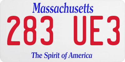 MA license plate 283UE3
