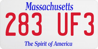 MA license plate 283UF3