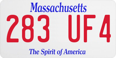 MA license plate 283UF4