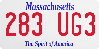 MA license plate 283UG3