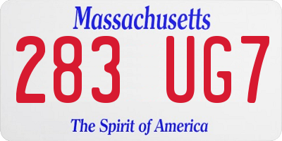 MA license plate 283UG7