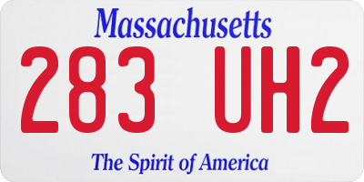 MA license plate 283UH2