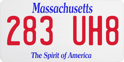 MA license plate 283UH8