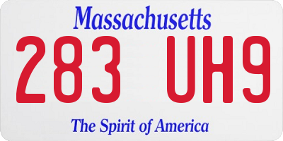 MA license plate 283UH9