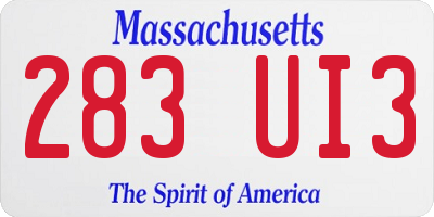MA license plate 283UI3
