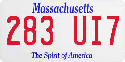 MA license plate 283UI7