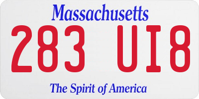 MA license plate 283UI8