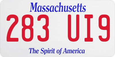 MA license plate 283UI9