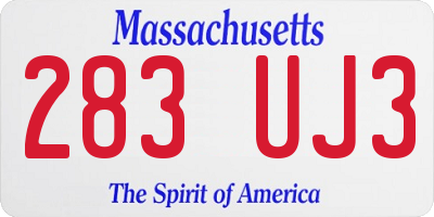 MA license plate 283UJ3