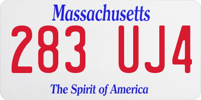 MA license plate 283UJ4