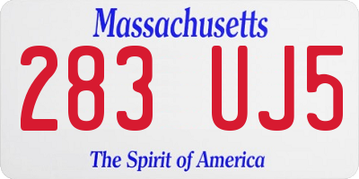 MA license plate 283UJ5