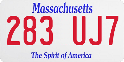 MA license plate 283UJ7