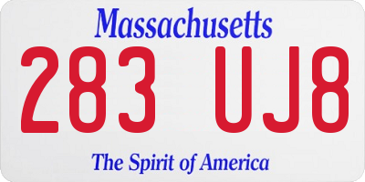 MA license plate 283UJ8