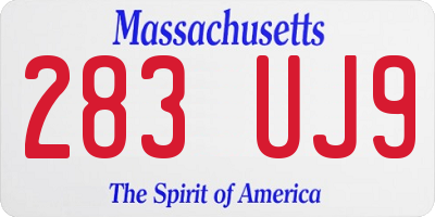 MA license plate 283UJ9