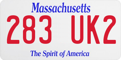 MA license plate 283UK2