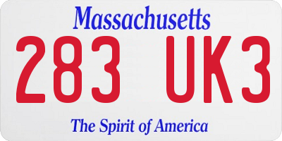 MA license plate 283UK3