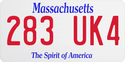 MA license plate 283UK4