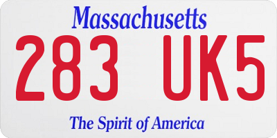 MA license plate 283UK5