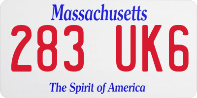 MA license plate 283UK6