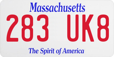MA license plate 283UK8
