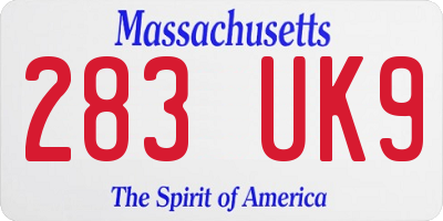 MA license plate 283UK9