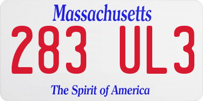 MA license plate 283UL3