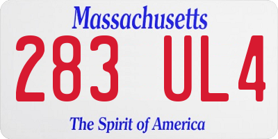 MA license plate 283UL4
