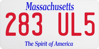 MA license plate 283UL5