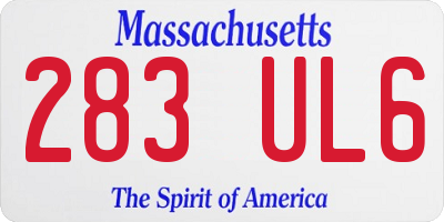MA license plate 283UL6