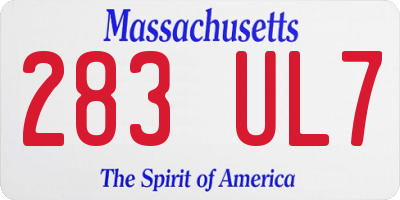 MA license plate 283UL7
