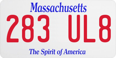 MA license plate 283UL8