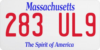 MA license plate 283UL9