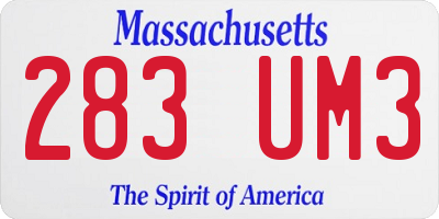 MA license plate 283UM3