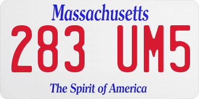 MA license plate 283UM5