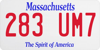 MA license plate 283UM7