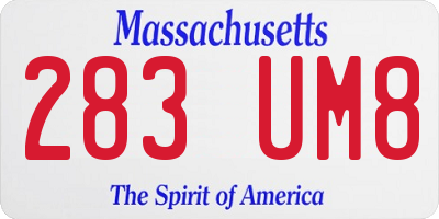 MA license plate 283UM8