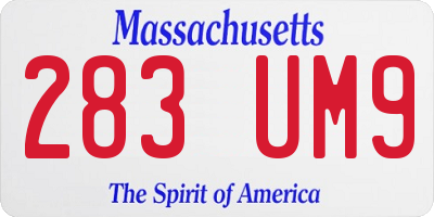 MA license plate 283UM9