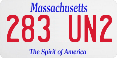 MA license plate 283UN2