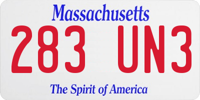 MA license plate 283UN3